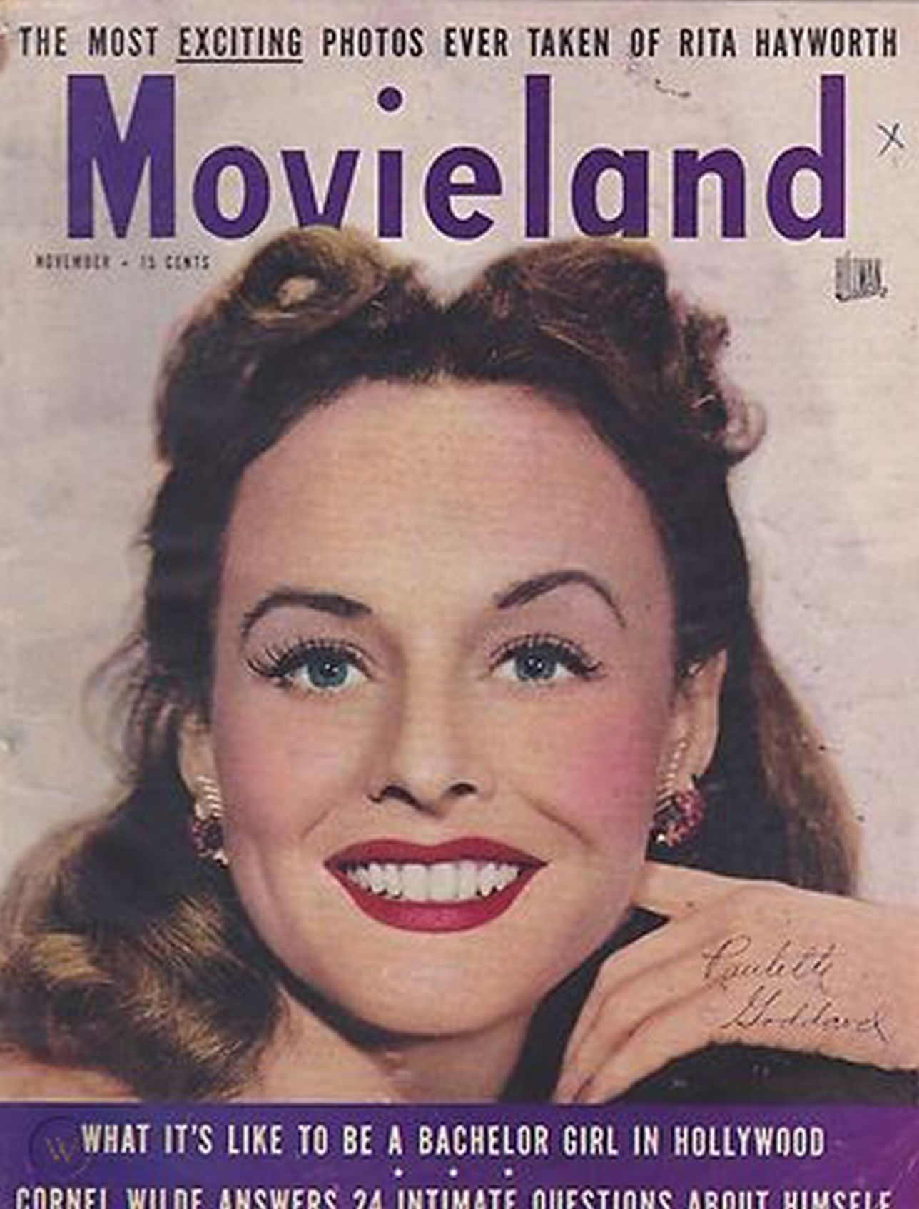 MOVIELAND/MOVIELAND AND TV TIME magazine side cover November 1946