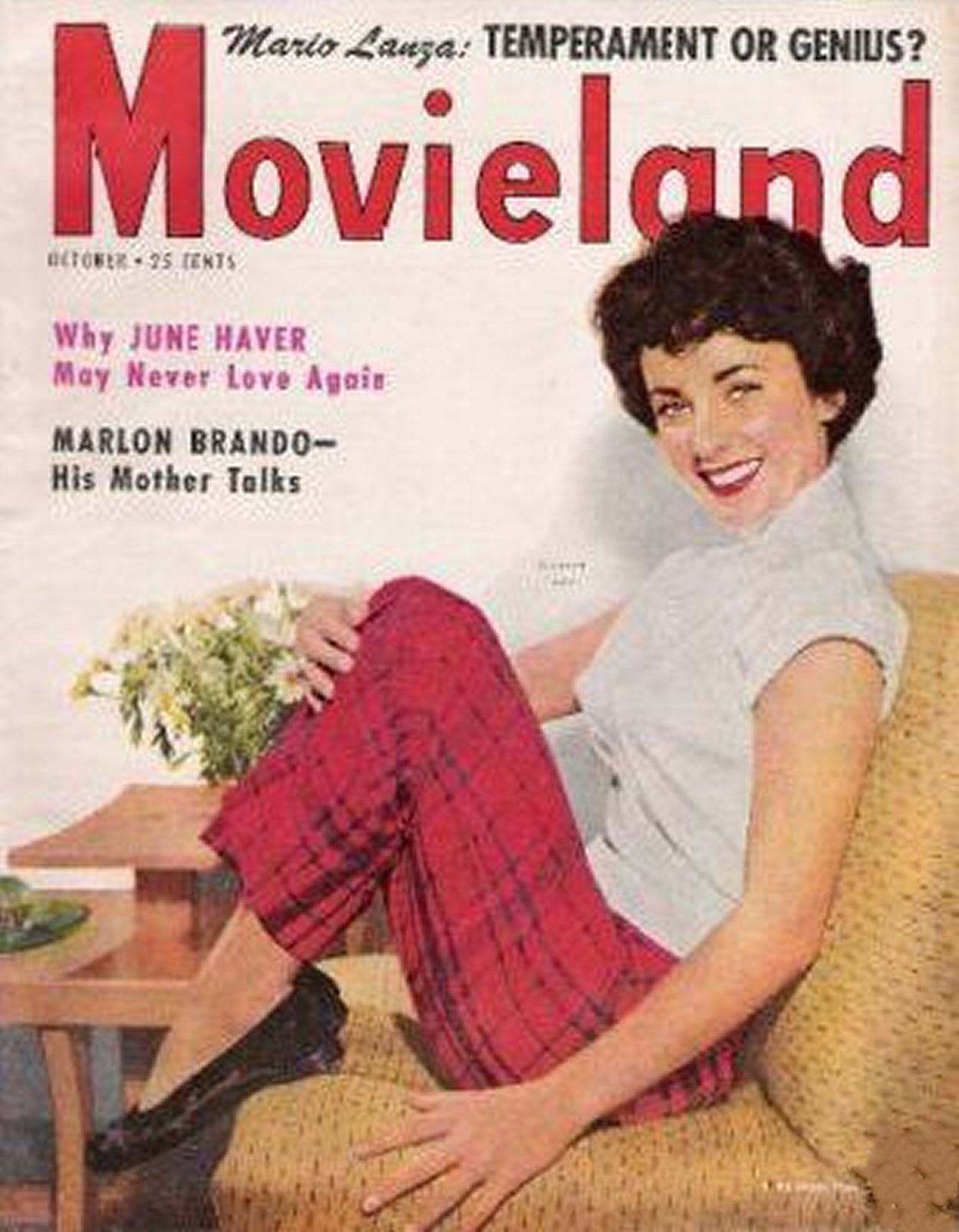 MOVIELAND/MOVIELAND AND TV TIME magazine side cover October 1951
