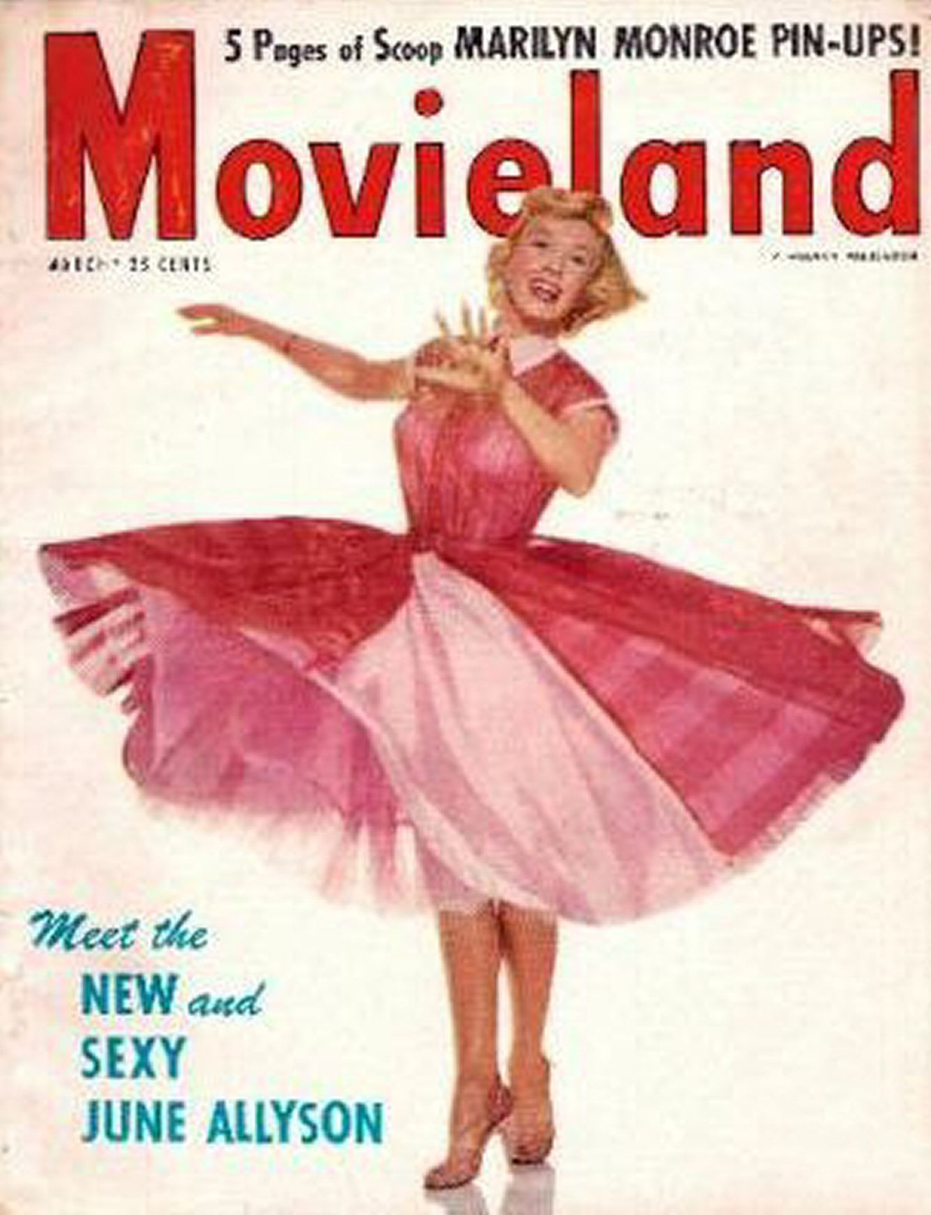 MOVIELAND/MOVIELAND AND TV TIME magazine side cover March 1953