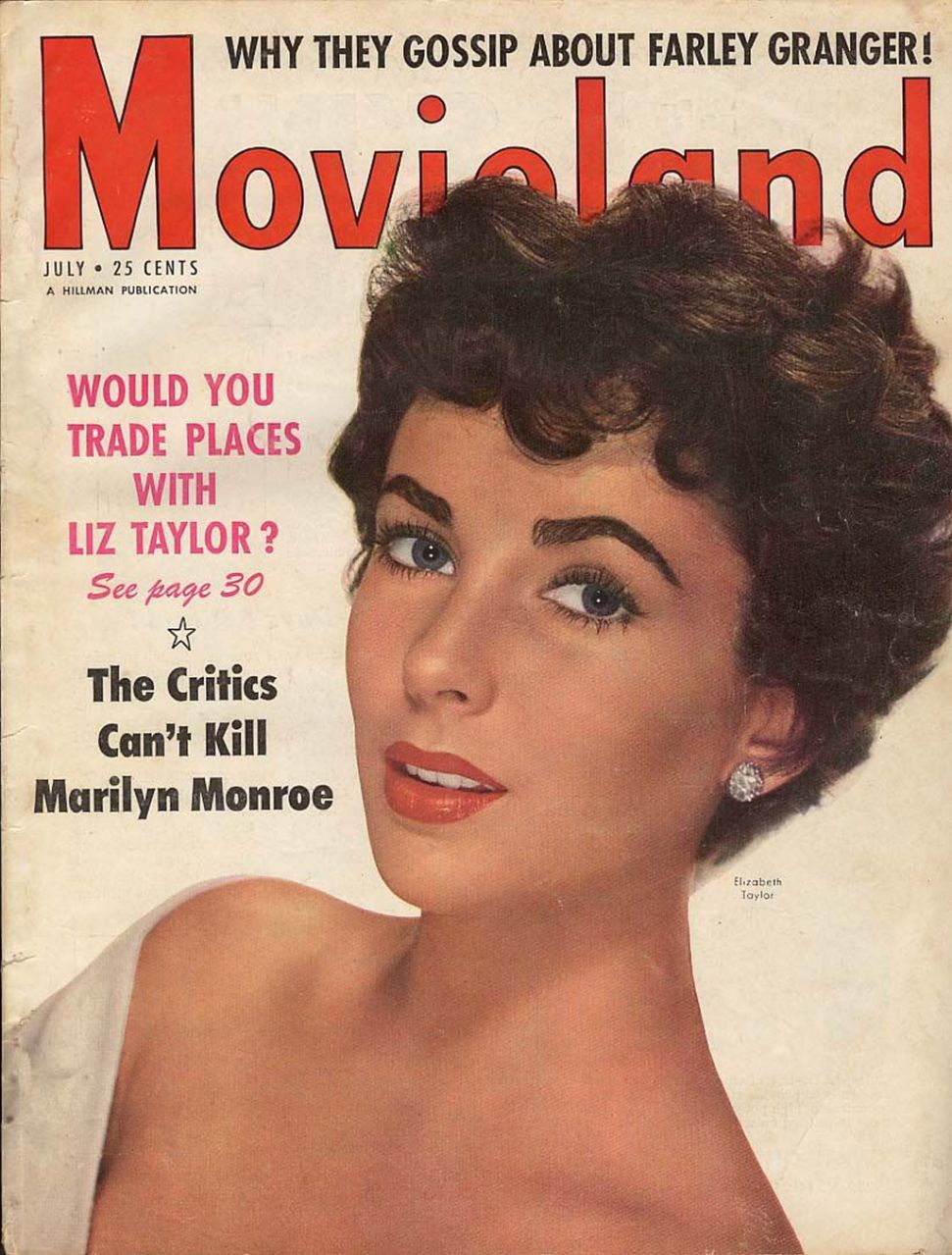 MOVIELAND/MOVIELAND AND TV TIME magazine side cover July 1953