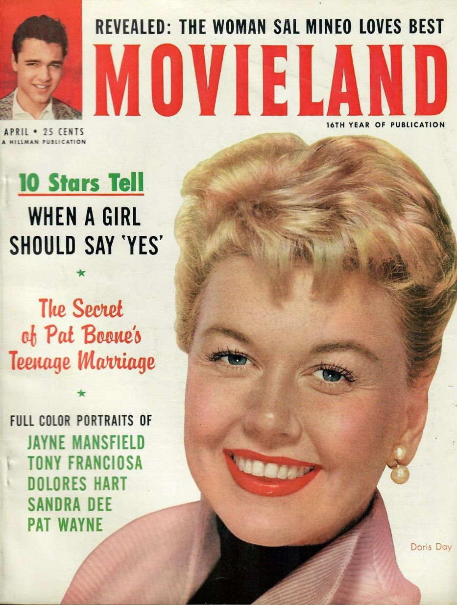 MOVIELAND/MOVIELAND AND TV TIME magazine side cover April 1958