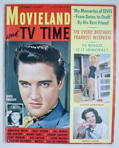 MOVIELAND/MOVIELAND AND TV TIME magazine side cover September 1958