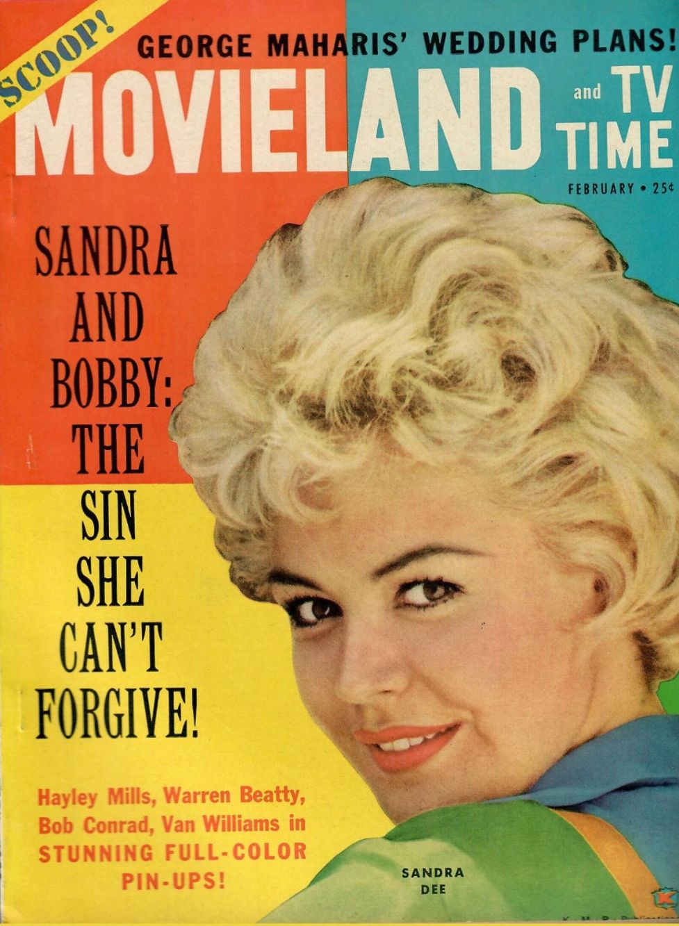 MOVIELAND/MOVIELAND AND TV TIME magazine side cover February 1962