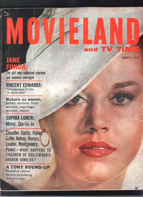 MOVIELAND/MOVIELAND AND TV TIME magazine side cover August 1962