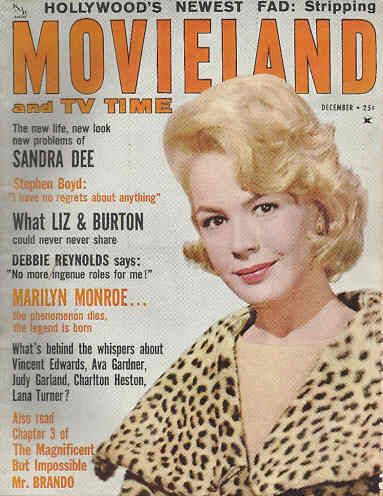 MOVIELAND/MOVIELAND AND TV TIME magazine side cover December 1962