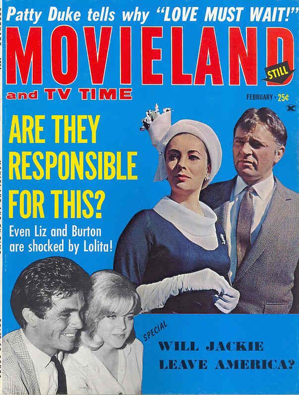 MOVIELAND/MOVIELAND AND TV TIME magazine side cover February 1964