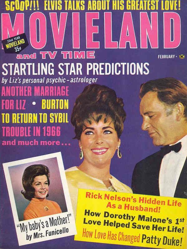 MOVIELAND/MOVIELAND AND TV TIME magazine side cover February 1966