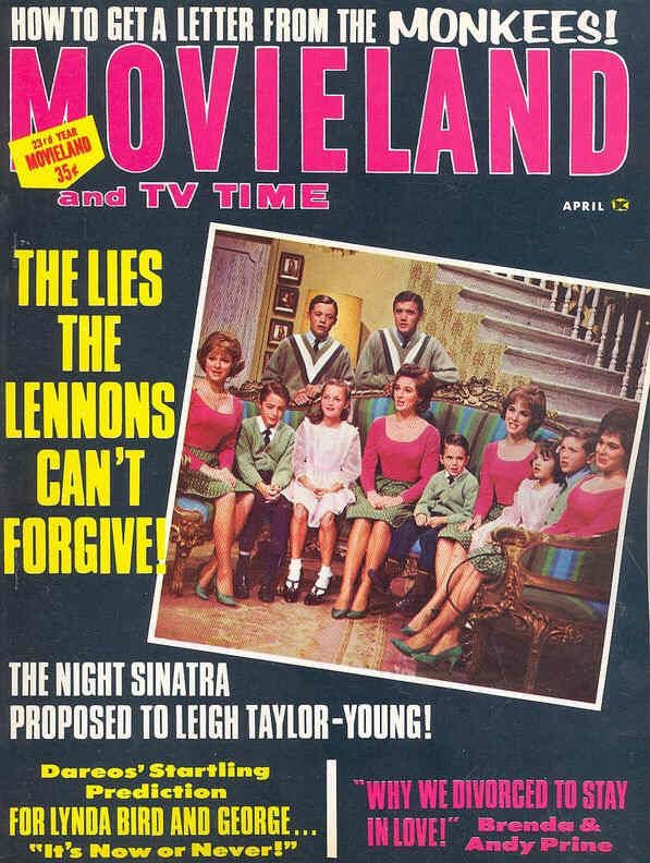 MOVIELAND/MOVIELAND AND TV TIME magazine side cover April 1967