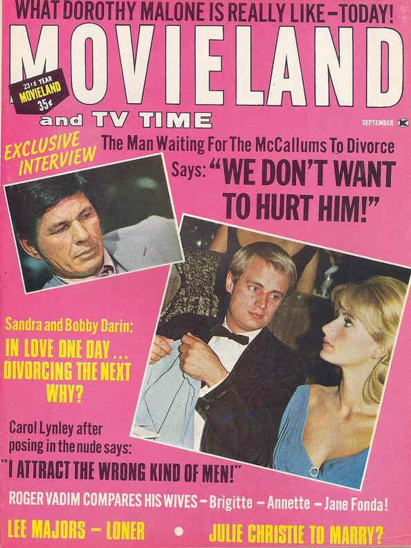 MOVIELAND/MOVIELAND AND TV TIME magazine side cover September 1967