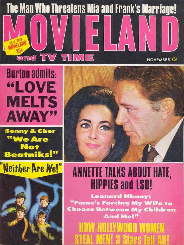 MOVIELAND/MOVIELAND AND TV TIME magazine side cover November 1967