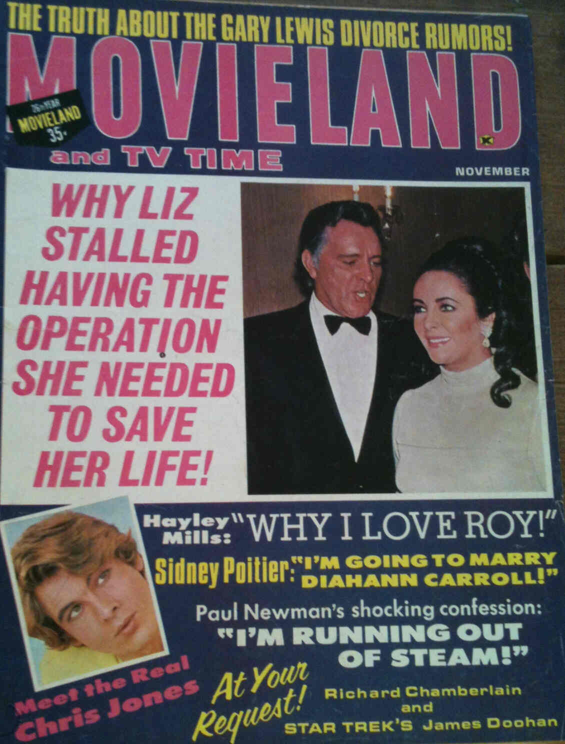 MOVIELAND/MOVIELAND AND TV TIME magazine side cover November 1968