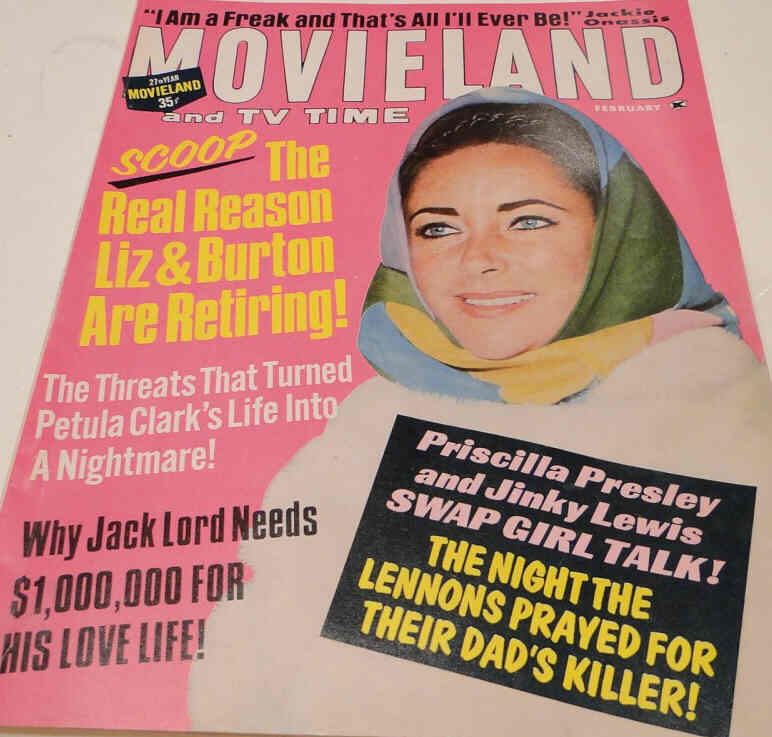 MOVIELAND/MOVIELAND AND TV TIME magazine side cover February 1970