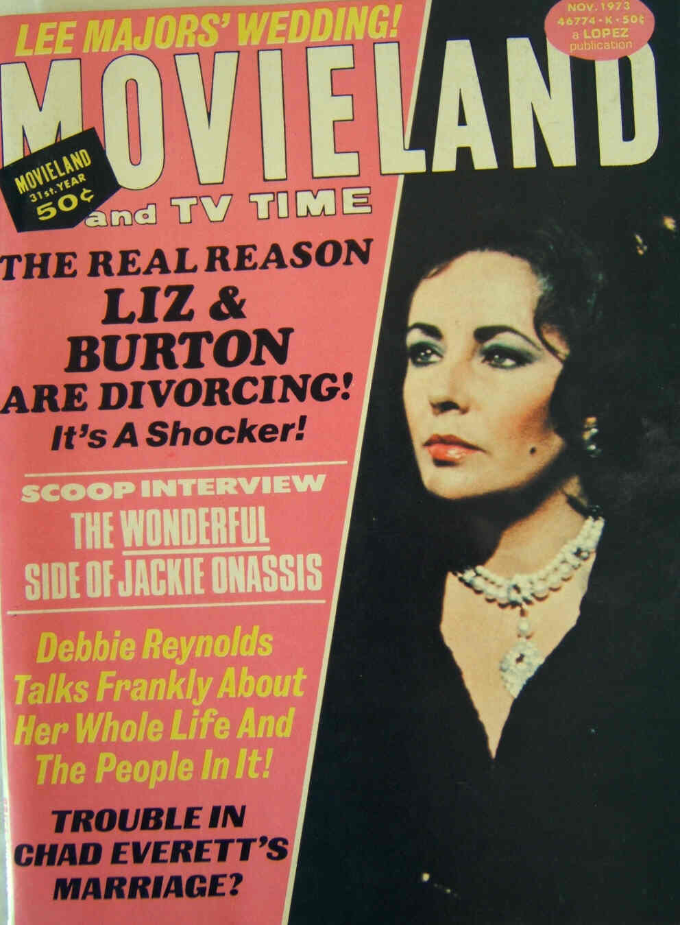 MOVIELAND/MOVIELAND AND TV TIME magazine side cover November 1973