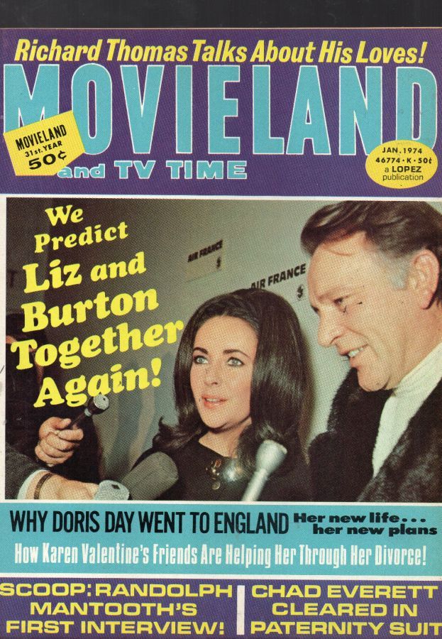 MOVIELAND/MOVIELAND AND TV TIME magazine side cover January 1974