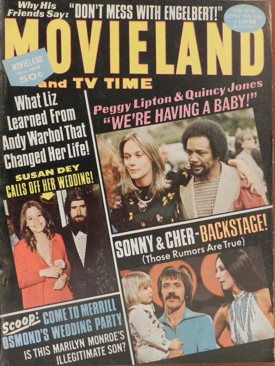 MOVIELAND/MOVIELAND AND TV TIME magazine side cover February 1974