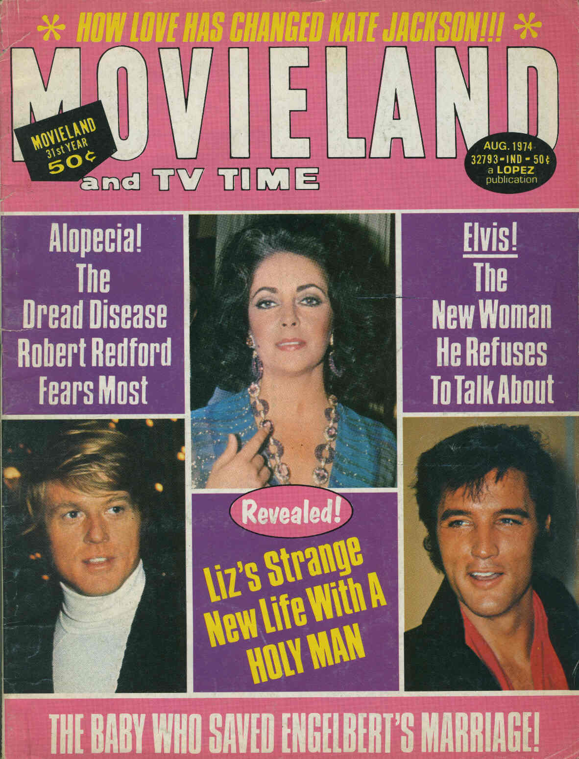 MOVIELAND/MOVIELAND AND TV TIME magazine side cover August 1974