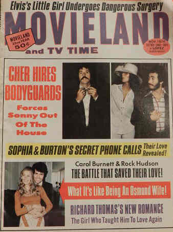 MOVIELAND/MOVIELAND AND TV TIME magazine side cover November 1974