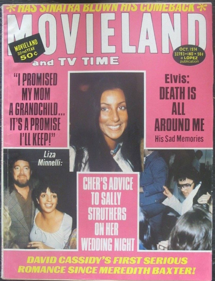 MOVIELAND/MOVIELAND AND TV TIME magazine side cover  October 1974