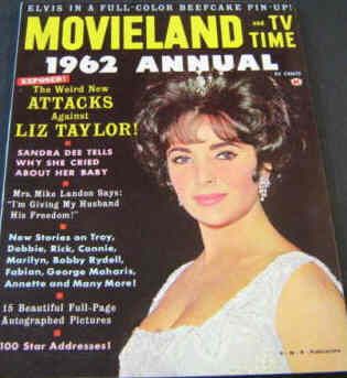 MOVIELAND/MOVIELAND AND TV TIME magazine side cover  Annual  1962