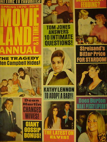 MOVIELAND/MOVIELAND AND TV TIME magazine side cover Spring 1970