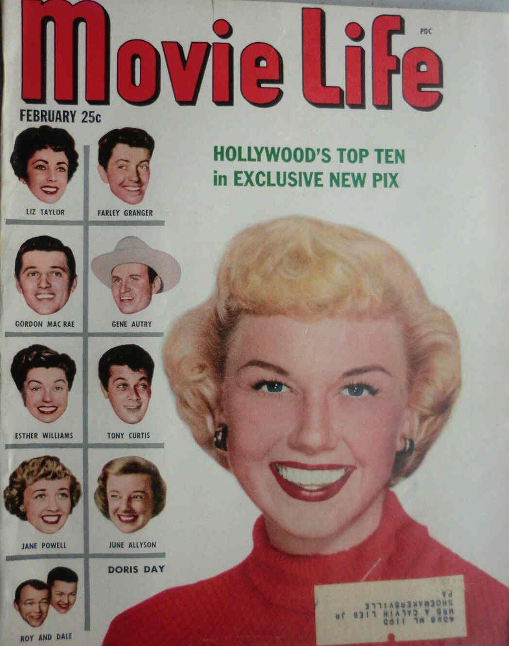 MOVIE LIFE magazine side cover February 1952