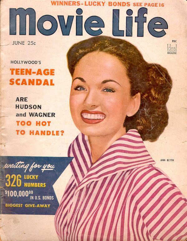 MOVIE LIFE magazine side cover June 1954
