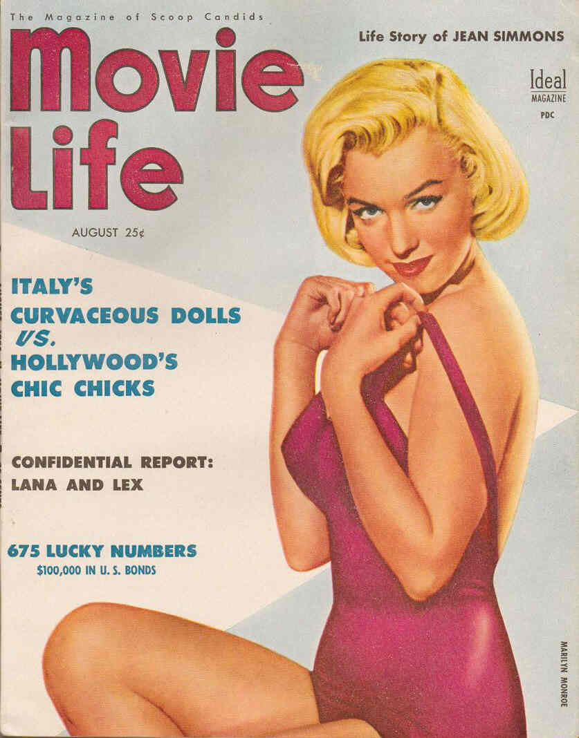 MOVIE LIFE magazine side cover August 1954