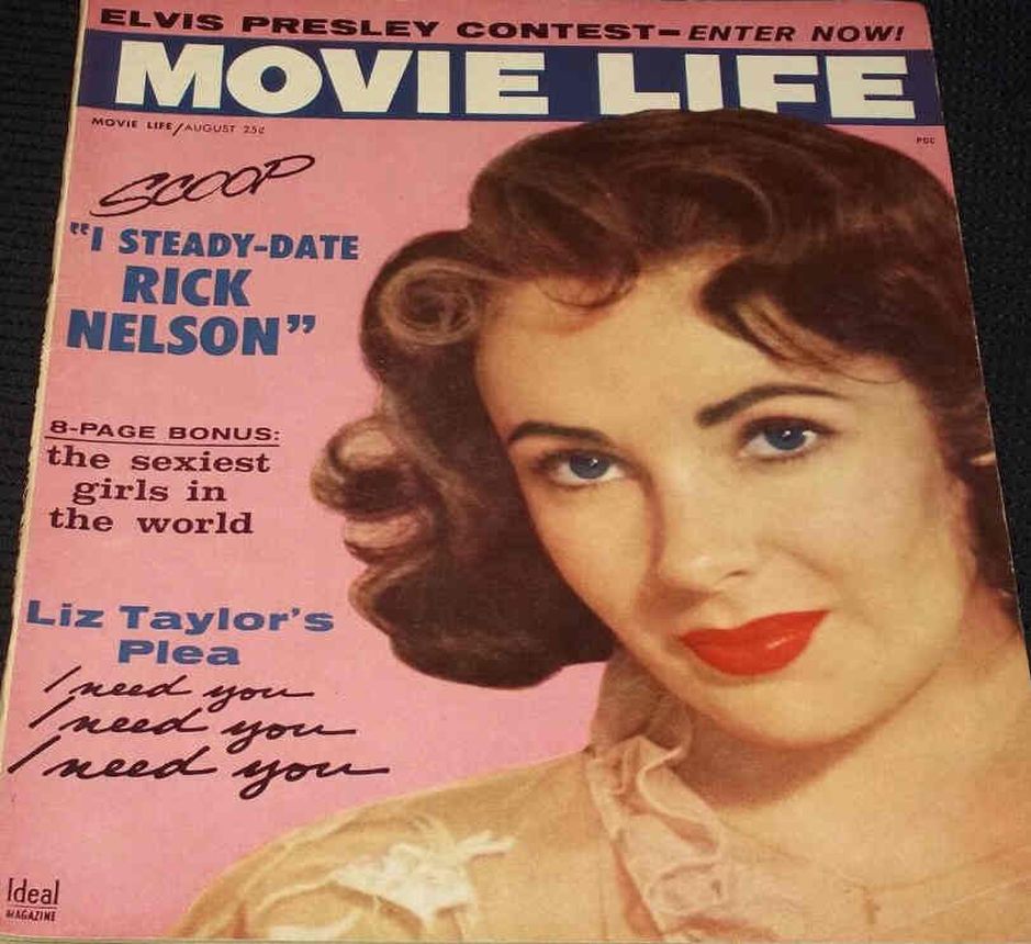 MOVIE LIFE magazine side cover August 1958