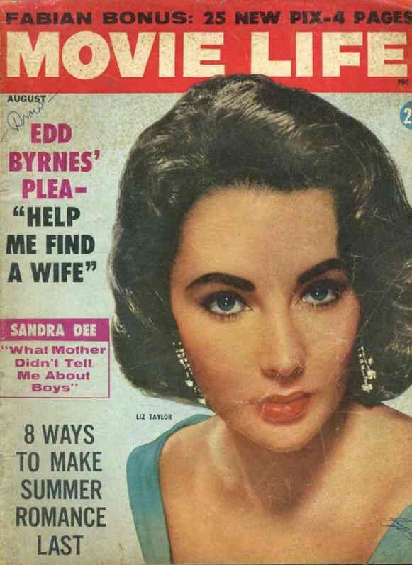 MOVIE LIFE magazine side cover August 1959