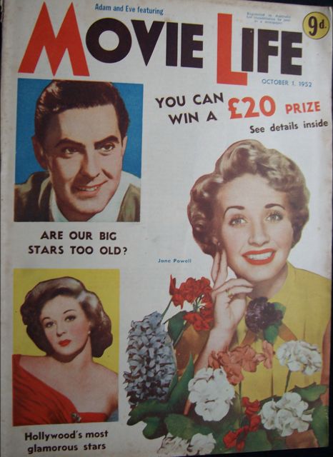 MOVIE LIFE (Au) magazine side cover October 1952