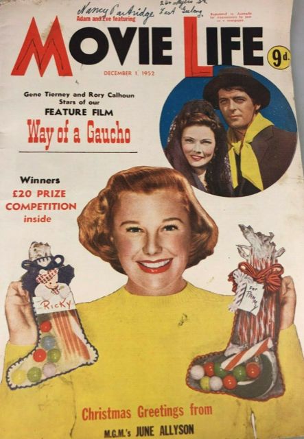 MOVIE LIFE (Au) magazine cover 1 December 1952