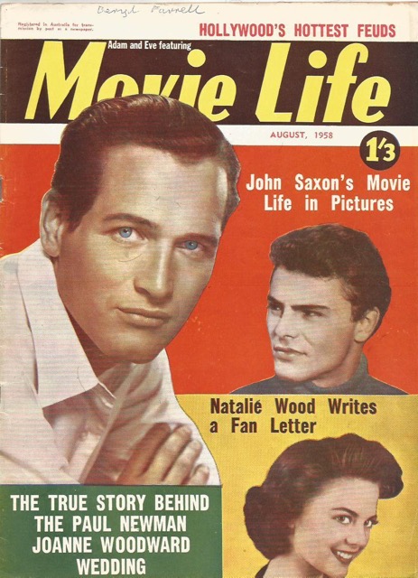 MOVIE LIFE (Au) magazine side cover August 1958
