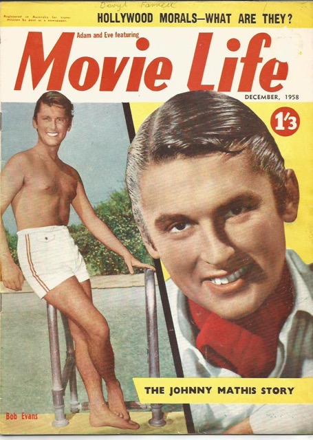 MOVIE LIFE (Au) magazine side cover December 1958