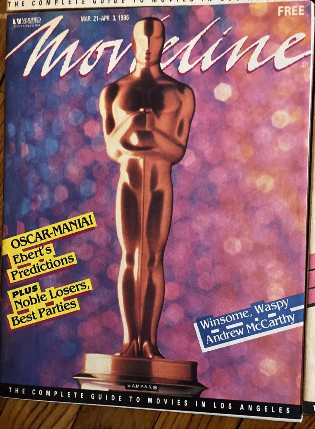 MOVIELINE magazine cover 21 March 1986