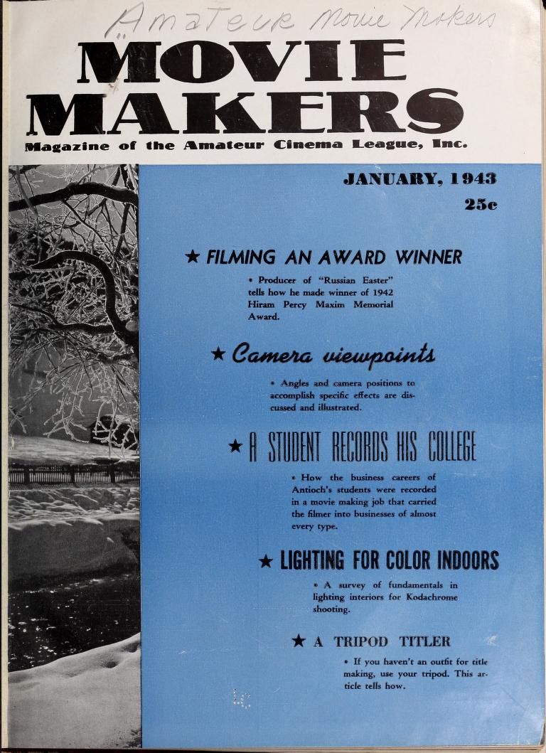 MOVIE MAKERS magazine side cover Issue 217 January 1943