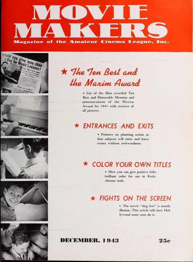 MOVIE MAKERS magazine side cover Issue 228 December 1943