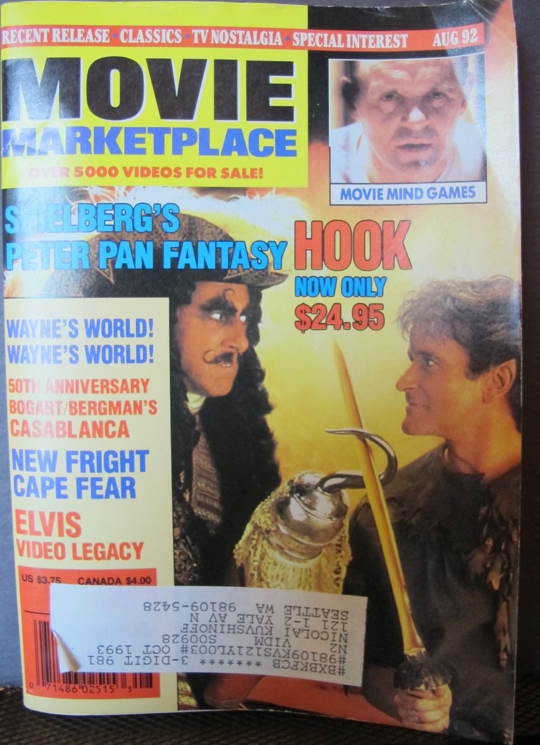 MOVIE MARKETPLACE magazine side cover  July/August 1992