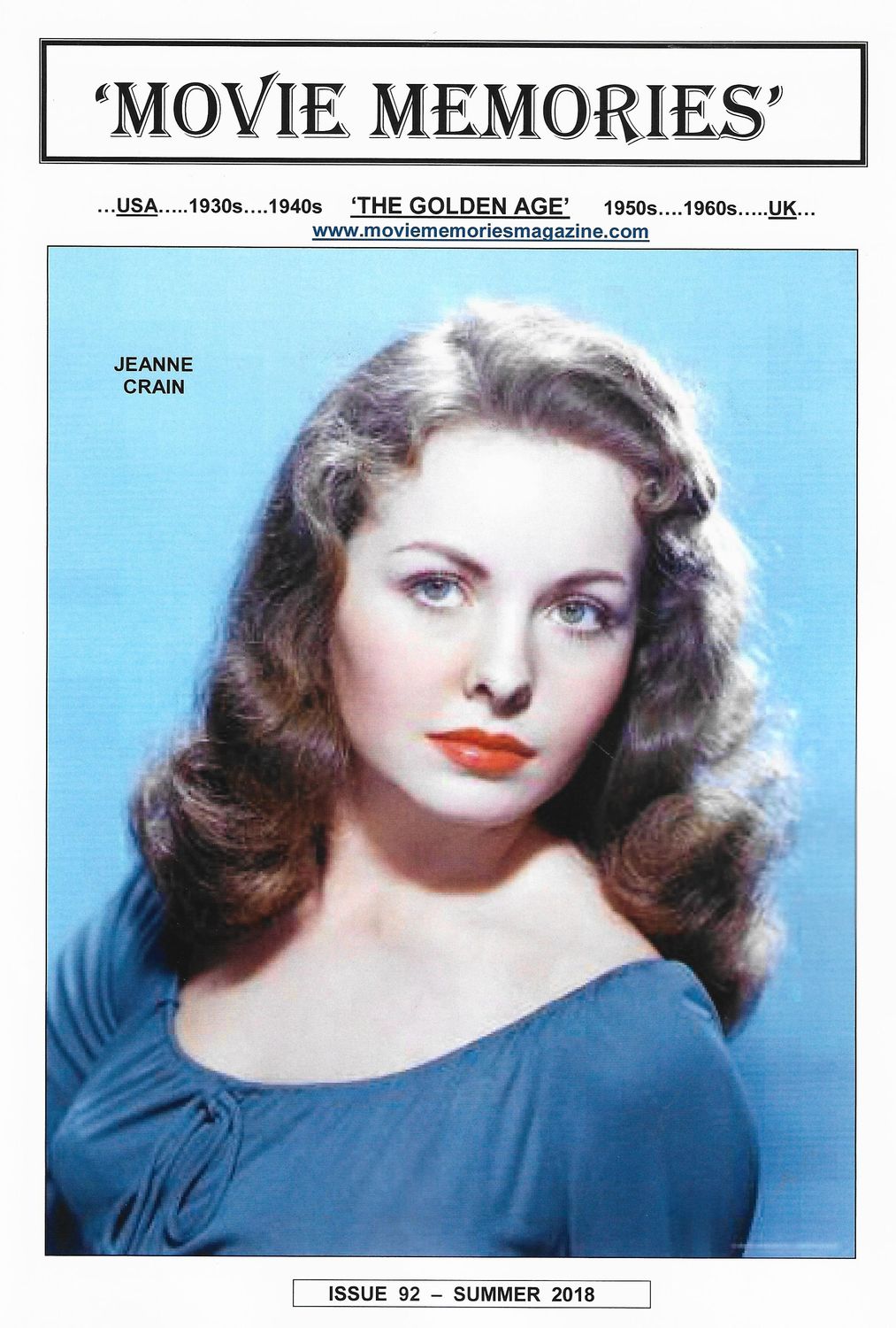 MOVIE MEMORIES magazine side cover Issue 92 Summer 2018