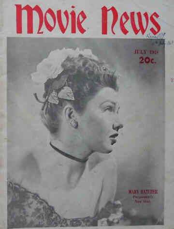 MOVIE NEWS magazine side cover Issue 1 July 1948