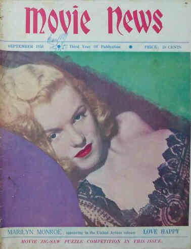 MOVIE NEWS magazine side cover September 1950
