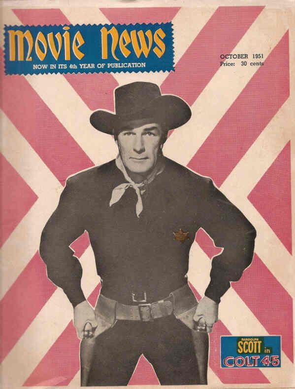 MOVIE NEWS magazine side cover October 1951