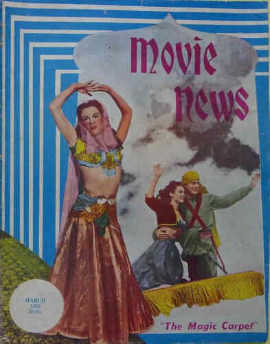 MOVIE NEWS magazine side cover March 1952