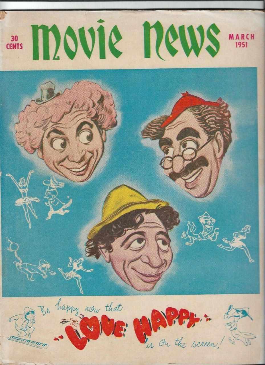 MOVIE NEWS magazine side cover  Vol 3 No  9  March 1951