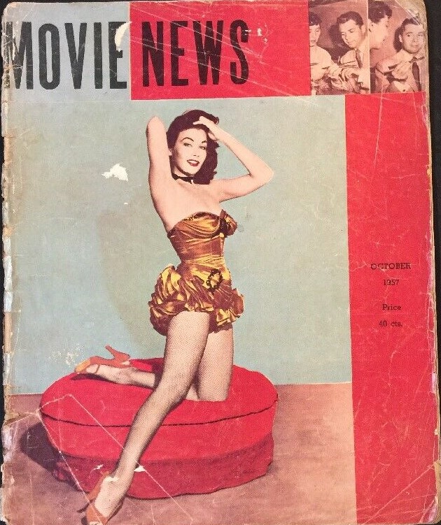 MOVIE NEWS magazine side cover  October 1957