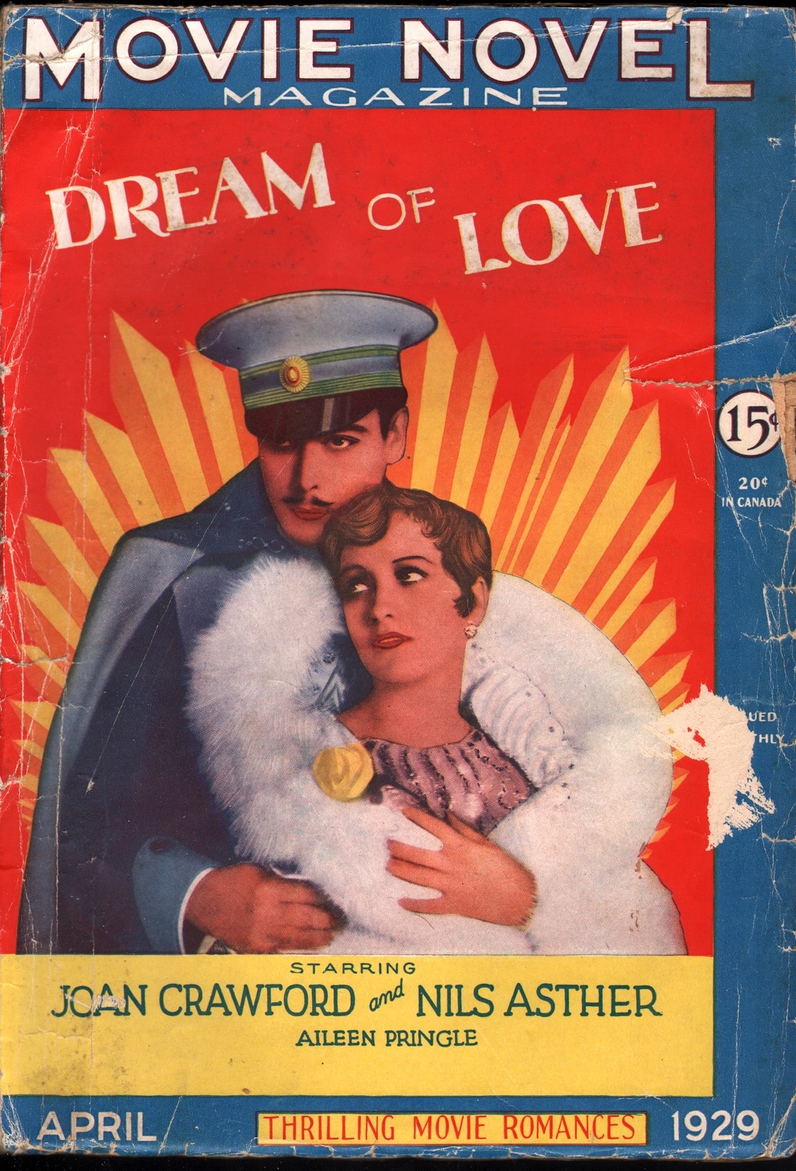 MOVIE NOVEL magazine side cover  April 1929
