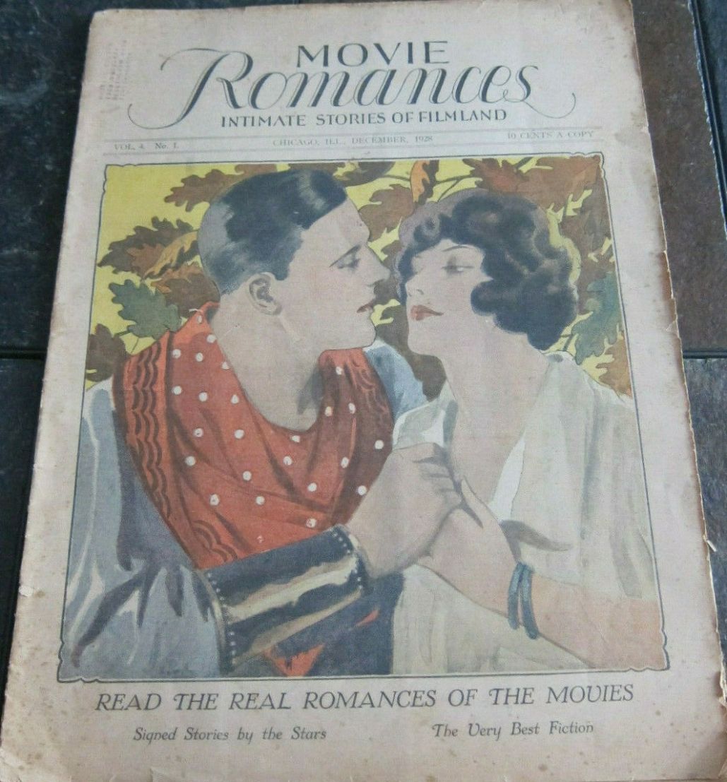 MOVIE ROMANCES magazine side cover  Vol 4 No  1  December 1928