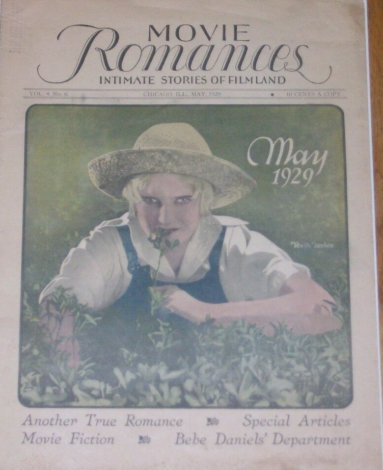 MOVIE ROMANCES magazine side cover  Vol 4 No  6  May 1929