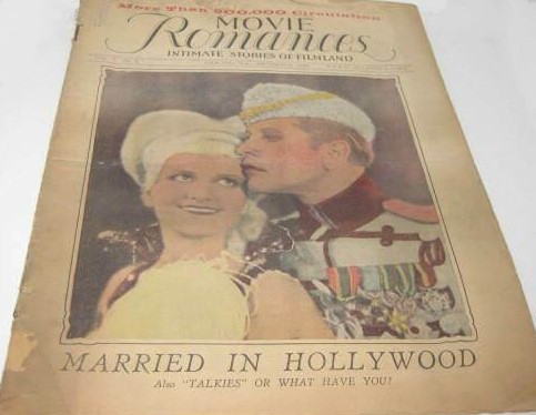 MOVIE ROMANCES magazine side cover  Vol 5 No  1  December 1929