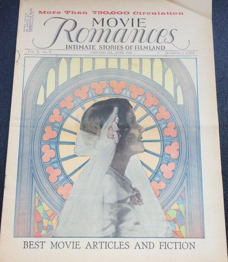 MOVIE ROMANCES magazine side cover  Vol 5 No  7  June 1930