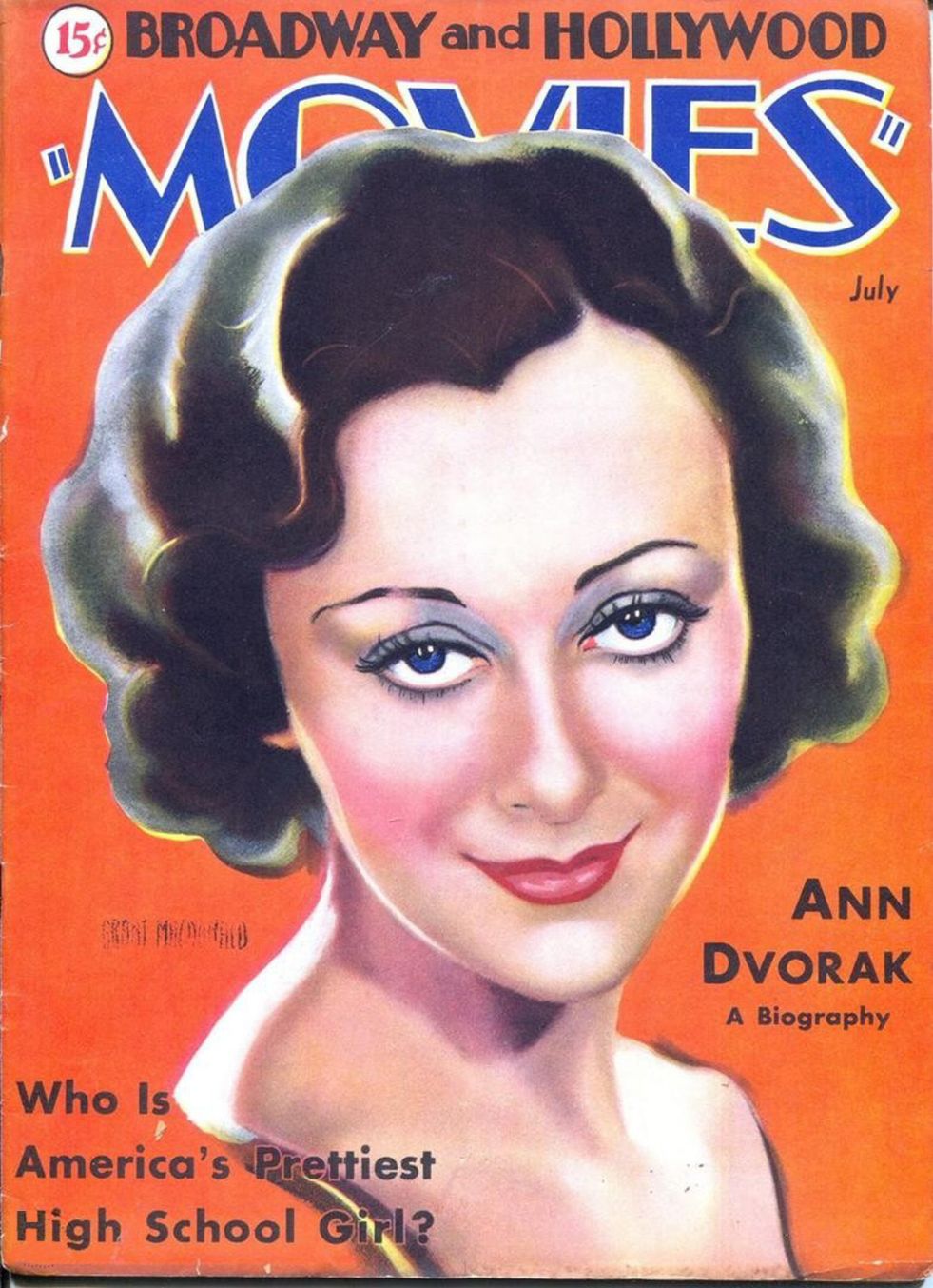 MOVIES (Alavania) magazine side cover July 1932